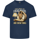 I Read Books & Know Things Bookworm Rabbit Kids T-Shirt Childrens Navy Blue