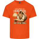 I Read Books & Know Things Bookworm Rabbit Kids T-Shirt Childrens Orange