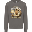 I Read Books & Know Things Bookworm Rabbit Mens Sweatshirt Jumper Charcoal