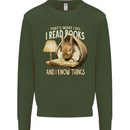 I Read Books & Know Things Bookworm Rabbit Mens Sweatshirt Jumper Forest Green
