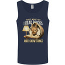 I Read Books & Know Things Bookworm Rabbit Mens Vest Tank Top Navy Blue