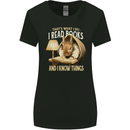 I Read Books & Know Things Bookworm Rabbit Womens Wider Cut T-Shirt Black