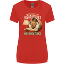 I Read Books & Know Things Bookworm Rabbit Womens Wider Cut T-Shirt Red