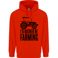 I'd Rather Be Farming Farmer Tractor Childrens Kids Hoodie Bright Red