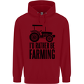 I'd Rather Be Farming Farmer Tractor Childrens Kids Hoodie Red