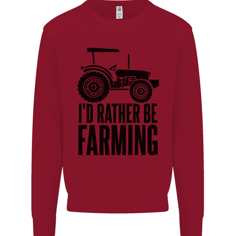 I'd Rather Be Farming Farmer Tractor Kids Sweatshirt Jumper Red