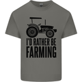 I'd Rather Be Farming Farmer Tractor Kids T-Shirt Childrens Charcoal