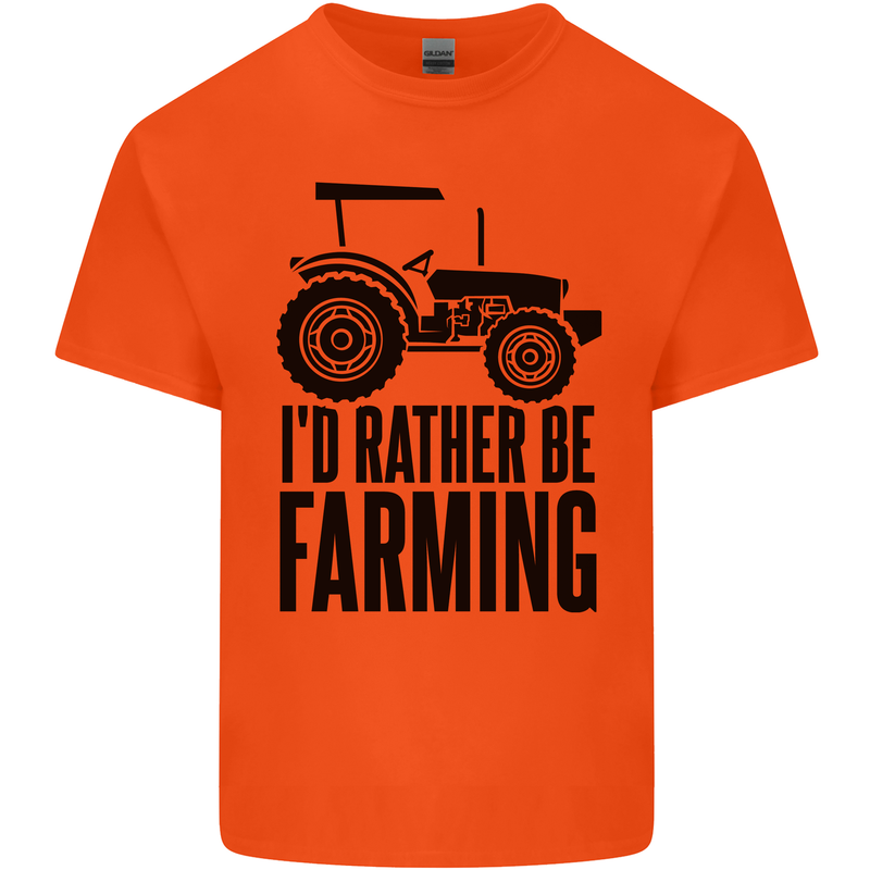 I'd Rather Be Farming Farmer Tractor Kids T-Shirt Childrens Orange