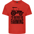 I'd Rather Be Farming Farmer Tractor Kids T-Shirt Childrens Red