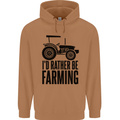 I'd Rather Be Farming Farmer Tractor Mens 80% Cotton Hoodie Caramel Latte