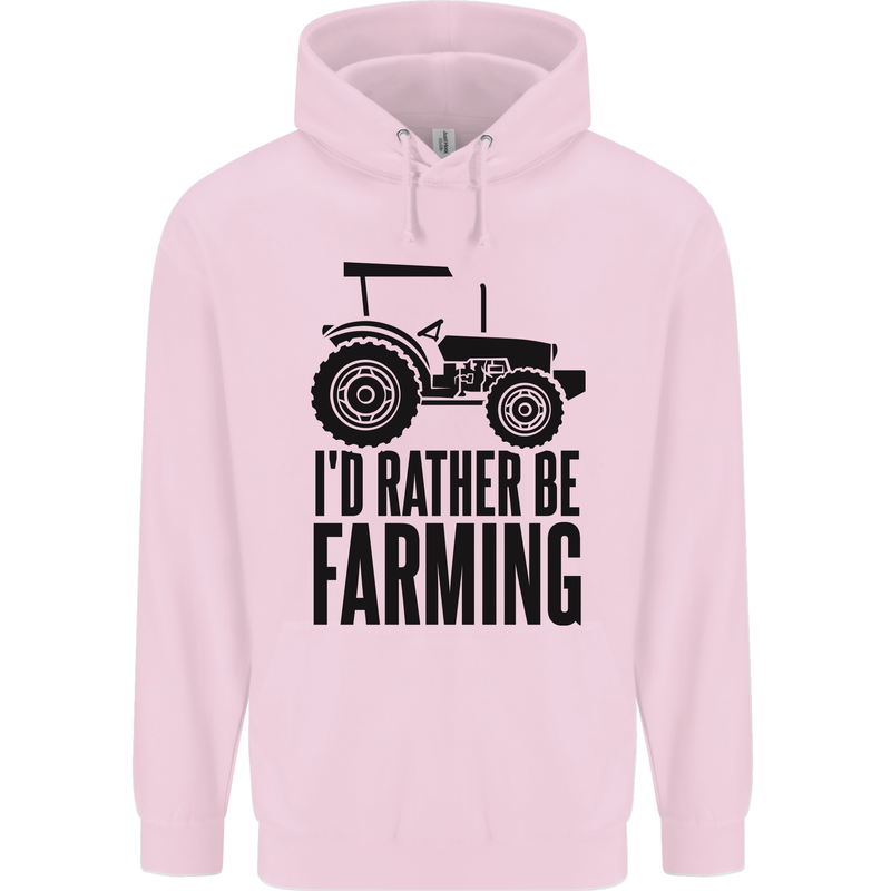 I'd Rather Be Farming Farmer Tractor Mens 80% Cotton Hoodie Light Pink