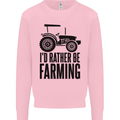 I'd Rather Be Farming Farmer Tractor Mens Sweatshirt Jumper Light Pink