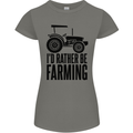 I'd Rather Be Farming Farmer Tractor Womens Petite Cut T-Shirt Charcoal