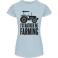 I'd Rather Be Farming Farmer Tractor Womens Petite Cut T-Shirt Light Blue