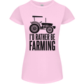 I'd Rather Be Farming Farmer Tractor Womens Petite Cut T-Shirt Light Pink