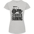 I'd Rather Be Farming Farmer Tractor Womens Petite Cut T-Shirt Sports Grey