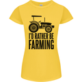 I'd Rather Be Farming Farmer Tractor Womens Petite Cut T-Shirt Yellow
