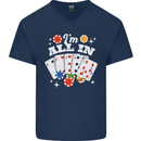 I'm All In Poker Mens V-Neck Cotton T-Shirt Navy Blue
