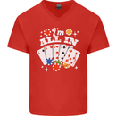 I'm All In Poker Mens V-Neck Cotton T-Shirt Red