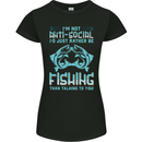 I'm Not Anti Social Funny Fishing Fisherman Womens Petite Cut T-Shirt Black