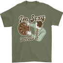 I'm Sexy and I Throw It Funny Darts Player Mens T-Shirt 100% Cotton Military Green