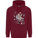 Ice Hockey Boots Stick & Pucks Mens 80% Cotton Hoodie Maroon