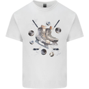 Ice Hockey Boots Stick & Pucks Mens Cotton T-Shirt Tee Top White