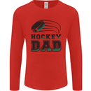 Ice Hockey Dad Fathers Day Mens Long Sleeve T-Shirt Red