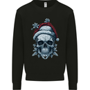 Icy Christmas Skull Wearing an Xmas Hat Mens Sweatshirt Jumper Black
