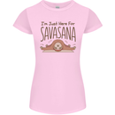 Im Just Here for the Savasana Funny Yoga Womens Petite Cut T-Shirt Light Pink