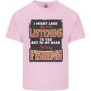 In My Head I'm Busy Fishing Fisherman Funny Kids T-Shirt Childrens Light Pink