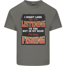 In My Head I'm Busy Fishing Fisherman Funny Mens Cotton T-Shirt Tee Top Charcoal
