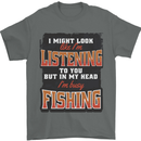In My Head I'm Busy Fishing Fisherman Funny Mens T-Shirt 100% Cotton Charcoal