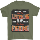 In My Head I'm Busy Fishing Fisherman Funny Mens T-Shirt 100% Cotton Military Green