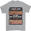 In My Head I'm Busy Fishing Fisherman Funny Mens T-Shirt 100% Cotton Sports Grey