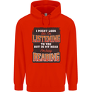 In My Head I'm Busy Reading Bookworm Mens 80% Cotton Hoodie Bright Red