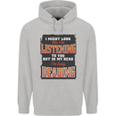 In My Head I'm Busy Reading Bookworm Mens 80% Cotton Hoodie Sports Grey