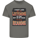 In My Head I'm Busy Reading Bookworm Mens Cotton T-Shirt Tee Top Charcoal