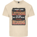 In My Head I'm Busy Reading Bookworm Mens Cotton T-Shirt Tee Top Natural