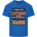In My Head I'm Busy Reading Bookworm Mens Cotton T-Shirt Tee Top Royal Blue