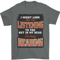 In My Head I'm Busy Reading Bookworm Mens T-Shirt 100% Cotton Charcoal