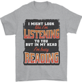 In My Head I'm Busy Reading Bookworm Mens T-Shirt 100% Cotton Sports Grey