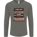 In My Head I'm Busy Training Gym Bodybuilding Mens Long Sleeve T-Shirt Charcoal