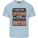 In My Head I'm Playing Guitar Acoustic Electric Mens Cotton T-Shirt Tee Top Light Blue