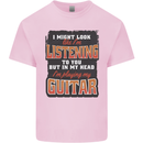 In My Head I'm Playing Guitar Acoustic Electric Mens Cotton T-Shirt Tee Top Light Pink