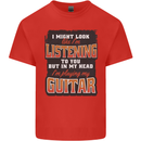 In My Head I'm Playing Guitar Acoustic Electric Mens Cotton T-Shirt Tee Top Red