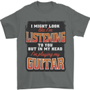 In My Head I'm Playing Guitar Acoustic Electric Mens T-Shirt 100% Cotton Charcoal