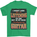 In My Head I'm Playing Guitar Acoustic Electric Mens T-Shirt 100% Cotton Irish Green