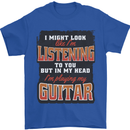 In My Head I'm Playing Guitar Acoustic Electric Mens T-Shirt 100% Cotton Royal Blue