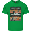 In My Head I'm Playing Rugby Funny Kids T-Shirt Childrens Irish Green